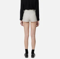 Pantaloni E Shorts|Elisabetta Franchi Short in crêpe stretch stampa rombo con catena Burro/Nero