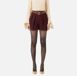 Pantaloni E Shorts|Elisabetta Franchi Short in tweed laminato con accessorio logo RougeNoir