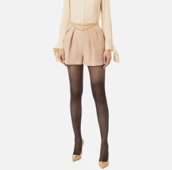 Pantaloni E Shorts|Elisabetta Franchi Short in tweed laminato con accessorio logo PeachRose