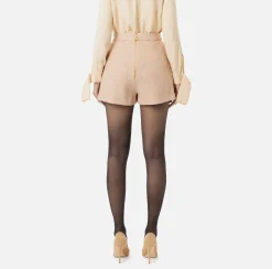 Pantaloni E Shorts|Elisabetta Franchi Short in tweed laminato con accessorio logo PeachRose