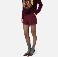 Pantaloni E Shorts|Elisabetta Franchi Shorts in crêpe stretch con morsetto RougeNoir