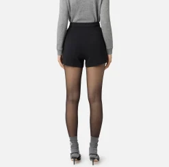 Pantaloni E Shorts|Elisabetta Franchi Shorts in crêpe stretch con morsetto Nero