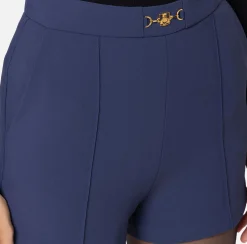 Pantaloni E Shorts|Elisabetta Franchi Shorts in crêpe stretch con morsetto Navy