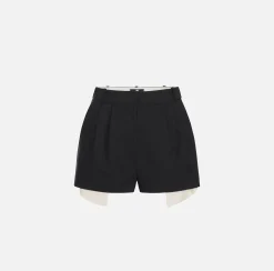 Pantaloni E Shorts|Elisabetta Franchi Shorts in fresco di lana con sacco tasche Nero