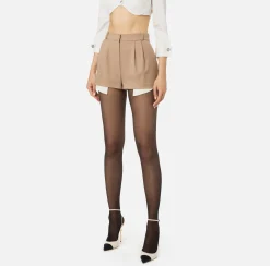 Pantaloni E Shorts|Elisabetta Franchi Shorts in fresco di lana con sacco tasche Camel