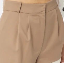 Pantaloni E Shorts|Elisabetta Franchi Shorts in fresco di lana con sacco tasche Camel