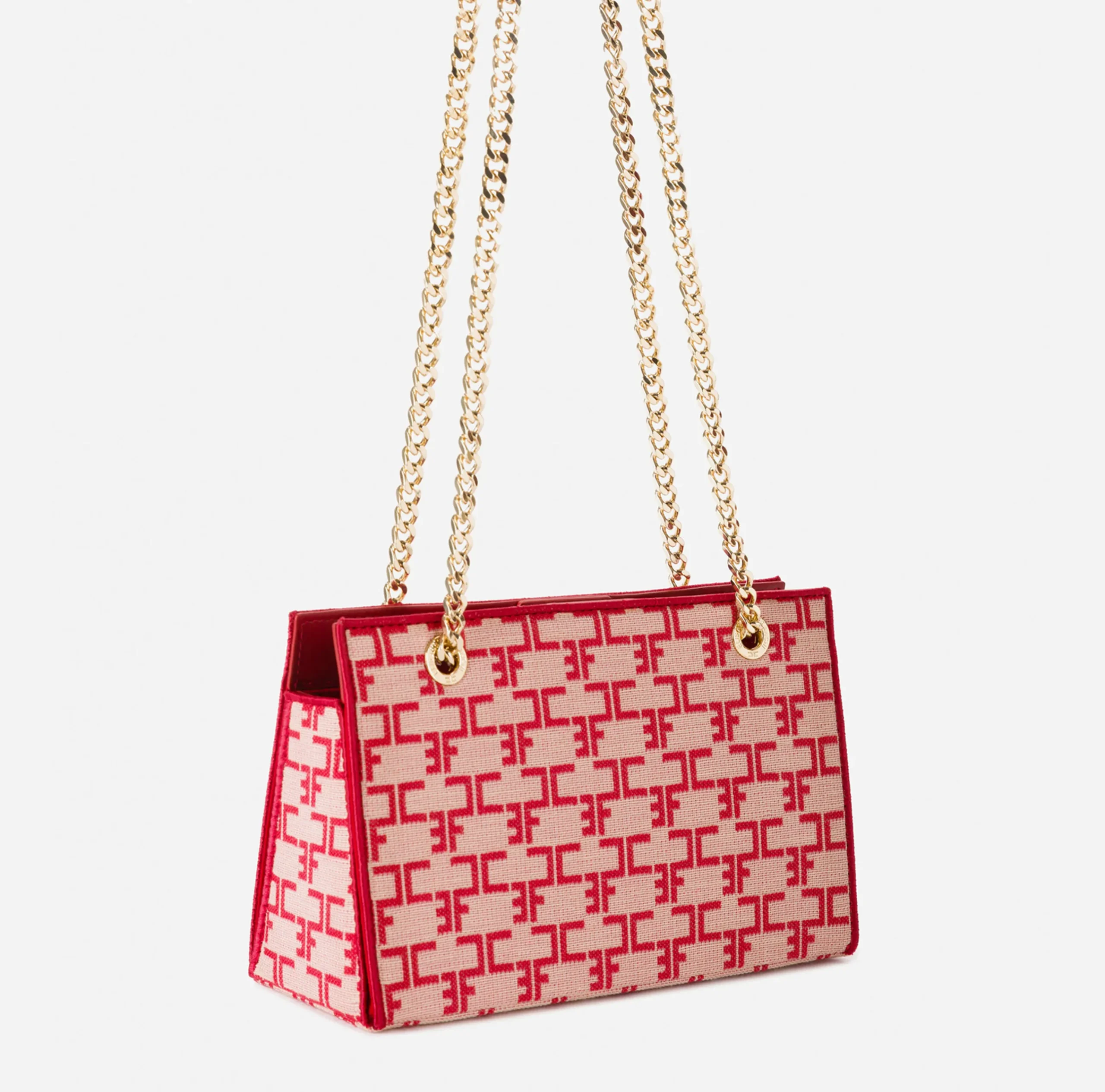 Borse A Tracolla|Elisabetta Franchi Shoulder Monogram Mini Burro/Rosso
