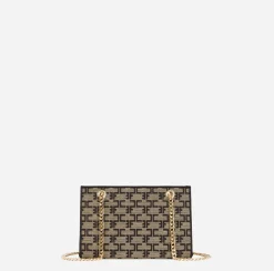 Borse A Tracolla|Elisabetta Franchi Shoulder Monogram Mini Liquirizia/Nero