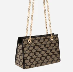 Borse A Tracolla|Elisabetta Franchi Shoulder Monogram Mini Liquirizia/Nero