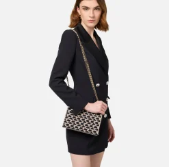 Borse A Spalla|Elisabetta Franchi Shoulder Monogram Mini Nero/Burro