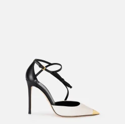 Décolleté|Elisabetta Franchi Slingback in nappa bicolore Nero/Burro