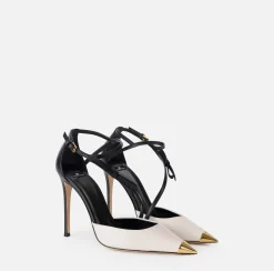 Décolleté|Elisabetta Franchi Slingback in nappa bicolore Nero/Burro