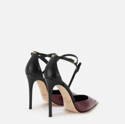 Décolleté|Elisabetta Franchi Slingback in nappa bicolore Nero/RougeNoir