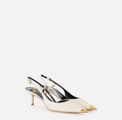 Décolleté|Elisabetta Franchi Slingback in nappa con puntalino in metallo Burro