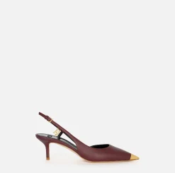 Décolleté|Elisabetta Franchi Slingback in nappa con puntalino in metallo RougeNoir