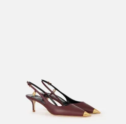 Décolleté|Elisabetta Franchi Slingback in nappa con puntalino in metallo RougeNoir