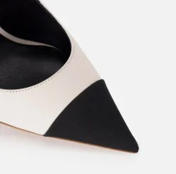 Décolleté|Elisabetta Franchi Slingback in nappa con tacco scultura Burro/Nero