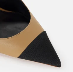 Décolleté|Elisabetta Franchi Slingback in nappa con tacco scultura Camel/Nero