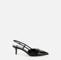 Décolleté|Elisabetta Franchi Slingback in pelle con morsetto Nero