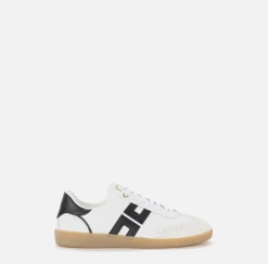 Sneakers E Scarpe Basse|Elisabetta Franchi Sneakers in pelle scudetto Avorio/Nero