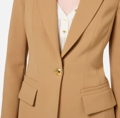 Tailleur|Elisabetta Franchi Tailleur in crêpe stretch con giacca sfiancata e pantalone dritto Bronze