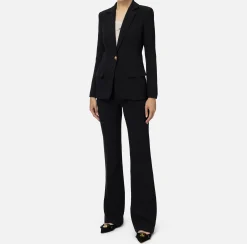 Tailleur|Elisabetta Franchi Tailleur in crêpe stretch con giacca sfiancata e pantalone dritto Nero