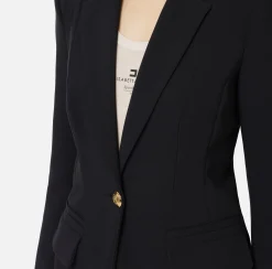 Tailleur|Elisabetta Franchi Tailleur in crêpe stretch con giacca sfiancata e pantalone dritto Nero