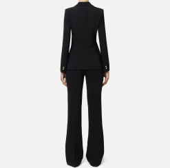 Tailleur|Elisabetta Franchi Tailleur in crêpe stretch con giacca sfiancata e pantalone dritto Nero