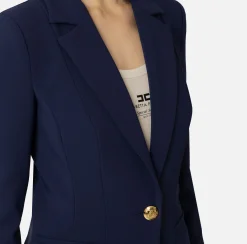 Tailleur|Elisabetta Franchi Tailleur in crêpe stretch con giacca sfiancata e pantalone dritto Navy