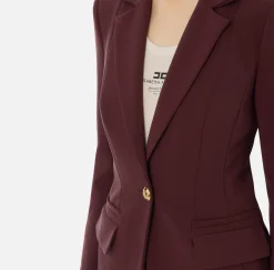 Tailleur|Elisabetta Franchi Tailleur in crêpe stretch con giacca sfiancata e pantalone dritto RougeNoir