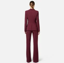 Tailleur|Elisabetta Franchi Tailleur in doppio crêpe stretch con giacca sciallata e pantalone a palazzo RougeNoir