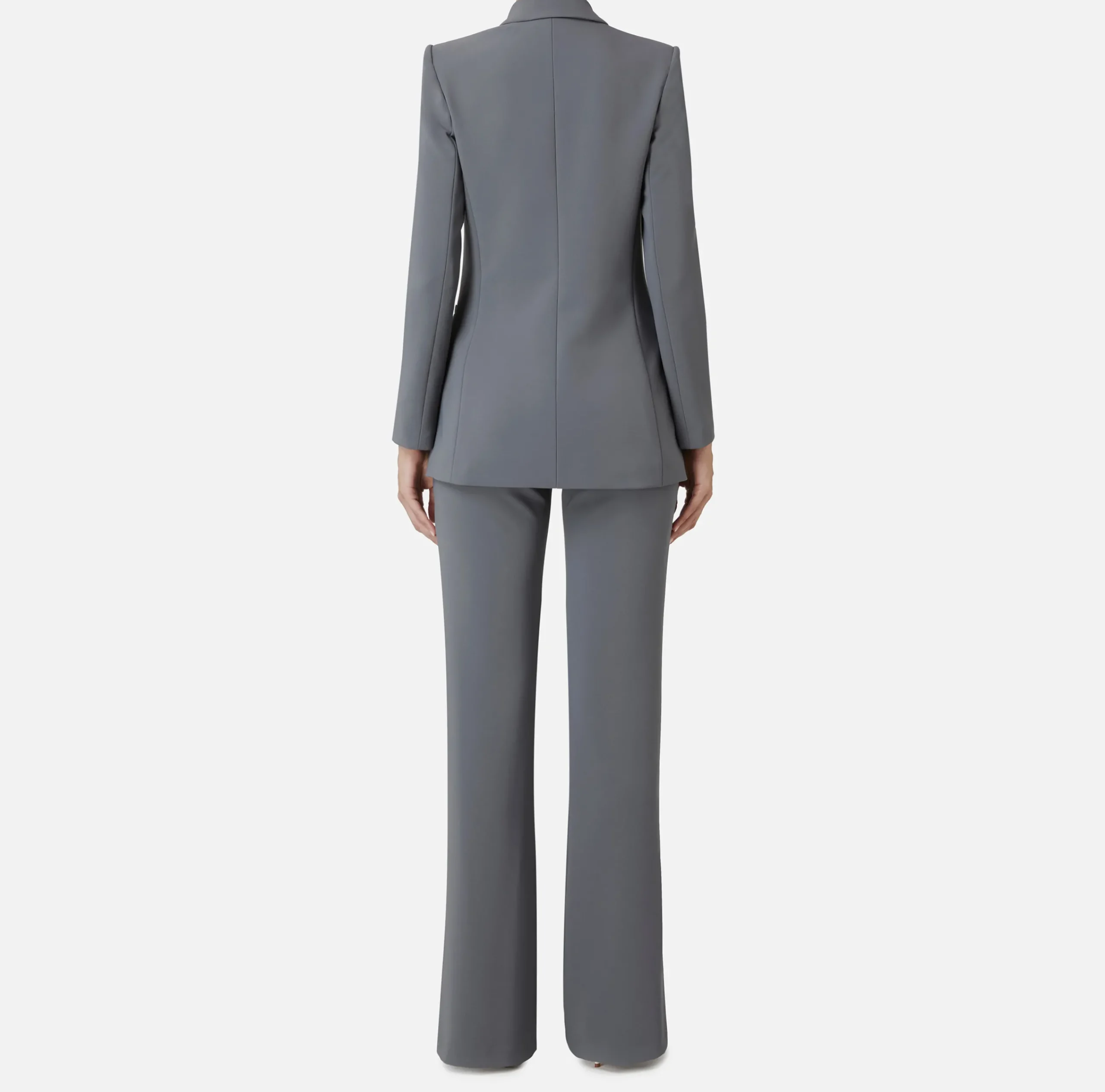 Tailleur|Elisabetta Franchi Tailleur in doppio crêpe stretch con giacca dritta e pantalone a palazzo Steel