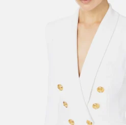 Tailleur|Elisabetta Franchi Tailleur in doppio crêpe stretch con giacca sciallata e pantalone a palazzo Avorio