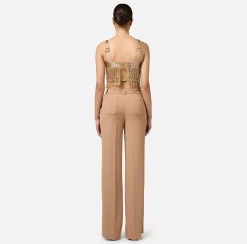 Top, T-Shirt & Body|Elisabetta Franchi Top a fascia in crêpe ricamato con paillettes Gold