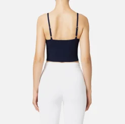 Top, T-Shirt & Body|Elisabetta Franchi Top bustier in viscosa effetto plissé Navy