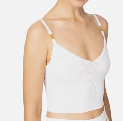Top, T-Shirt & Body|Elisabetta Franchi Top bustier in viscosa effetto plissé Avorio