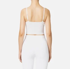 Top, T-Shirt & Body|Elisabetta Franchi Top bustier in viscosa effetto plissé Avorio