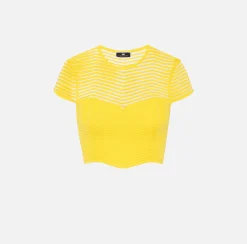 Top, T-Shirt & Body|Elisabetta Franchi Top cropped in viscosa motivo chevron Mimosa