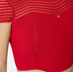 Top, T-Shirt & Body|Elisabetta Franchi Top cropped in viscosa motivo chevron RedPassion