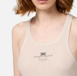 Top, T-Shirt & Body|Elisabetta Franchi Top in jersey e lana con logo Lattice
