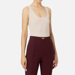 Top, T-Shirt & Body|Elisabetta Franchi Top in jersey e lana con logo Lattice