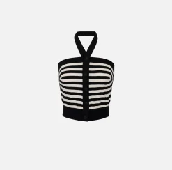 Top, T-Shirt & Body|Elisabetta Franchi Top in lana a righe Nero/Burro