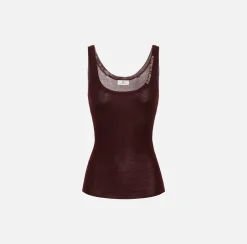 Top, T-Shirt & Body|Elisabetta Franchi Top in lana merino con logo jacquard RougeNoir