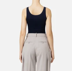 Top, T-Shirt & Body|Elisabetta Franchi Top in lana merino con logo jacquard Navy