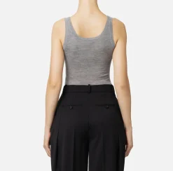 Top, T-Shirt & Body|Elisabetta Franchi Top in lana merino con logo jacquard Grigiomelange