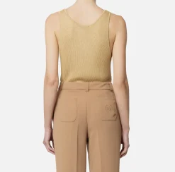 Top, T-Shirt & Body|Elisabetta Franchi Top in viscosa a costina plissé Crema