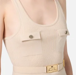 Top, T-Shirt & Body|Elisabetta Franchi Top in viscosa e seta a costine con ricamo logo Lattice