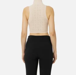 Top, T-Shirt & Body|Elisabetta Franchi Top in viscosa logo punto rete Burro