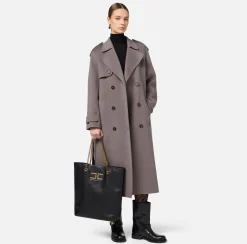 Capispalla|Elisabetta Franchi Trench in lana Steel