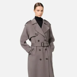 Capispalla|Elisabetta Franchi Trench in lana Steel